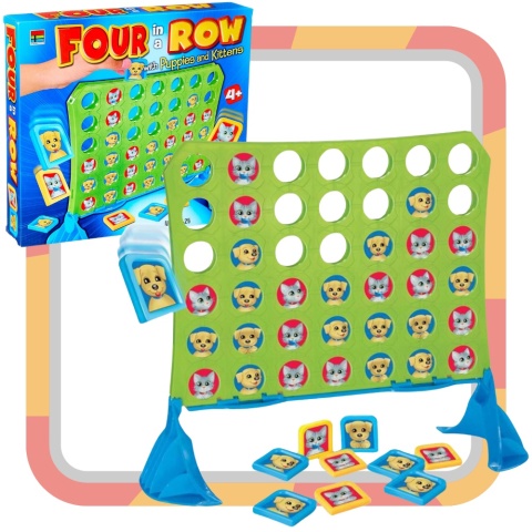 Gra Ułóż 4 W Rzędzie Kotki Pieski Żetony Podstawa Układanie Kolejność