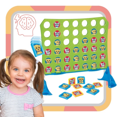 Gra Ułóż 4 W Rzędzie Kotki Pieski Żetony Podstawa Układanie Kolejność