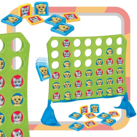 Gra Ułóż 4 W Rzędzie Kotki Pieski Żetony Podstawa Układanie Kolejność