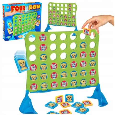 Gra Ułóż 4 W Rzędzie Kotki Pieski Żetony Podstawa Układanie Kolejność