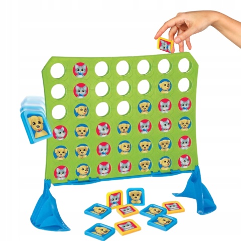 Gra Ułóż 4 W Rzędzie Kotki Pieski Żetony Podstawa Układanie Kolejność