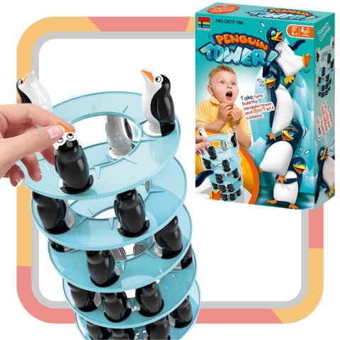 Tworzenie Wieży Pingwiny Gra Zręcznościowa Podstawa Ruchoma Konstrukcja