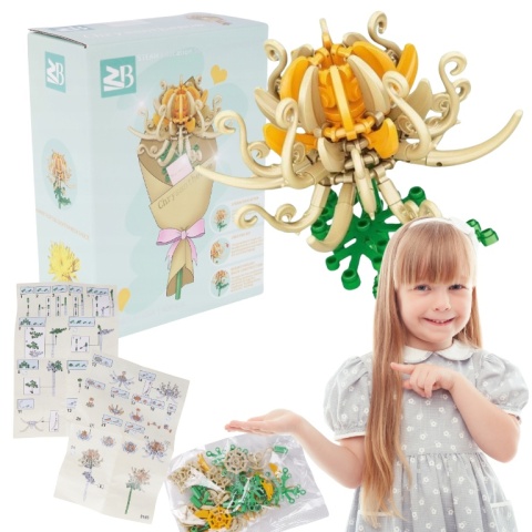 Zestaw Klocki Kwiaty 90 Elementów Chryzantemy Instrukcja Składania Prezent