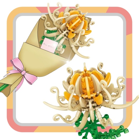 Zestaw Klocki Kwiaty 90 Elementów Chryzantemy Instrukcja Składania Prezent