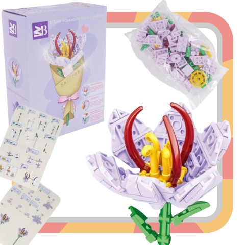 Zestaw Klocki Kwiaty 90 Elementów Instrukcja Składania Prezent Ozdoba