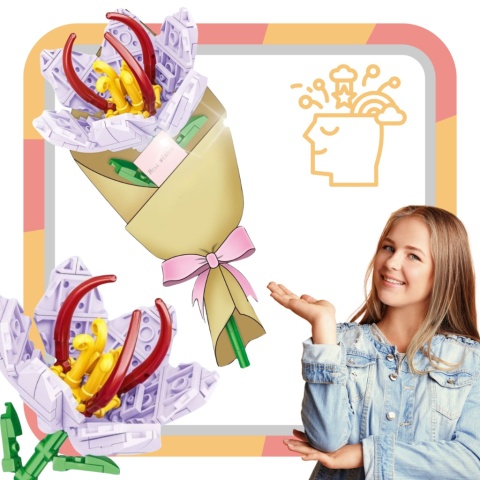 Zestaw Klocki Kwiaty 90 Elementów Instrukcja Składania Prezent Ozdoba