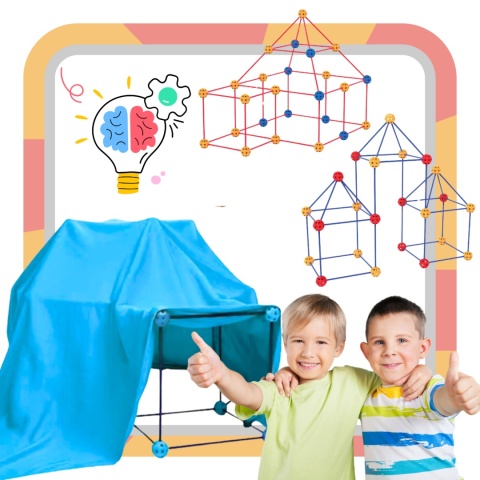 Zestaw Konstrukcyjny Budowa Namiot Baza Patyczki Kulki Otwory Materiał 66El Zestaw Konstrukcyjny Budowa Namiot Baza Patyczki Kulki Otwory Materiał 66El