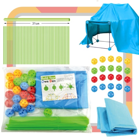 Zestaw Konstrukcyjny Budowa Namiot Baza Patyczki Kulki Otwory Materiał 66El Zestaw Konstrukcyjny Budowa Namiot Baza Patyczki Kulki Otwory Materiał 66El