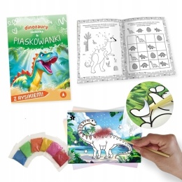 Dinozaury Zadanka & piaskowanki Malowanie piaskiem ćwiczenia dla dzieci