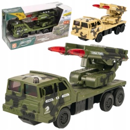 SAMOCHÓD WOJSKOWY Z WYRZUTNIĄ RAKIET EFEKTY ŚWIETLNE I DŹWIĘKOWE MEGA AUTO