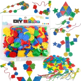 Klocki Geometryczne Do Nawlekania Edukacyjne Kreatywne Dla Dzieci 195 ele