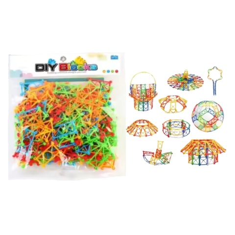 Klocki Konstrukcyjne Zestaw Patyczki Słomki Edukacyjne Kolorowe 204 ele Klocki Konstrukcyjne Zestaw Patyczki Słomki Edukacyjne Kolorowe 204 ele