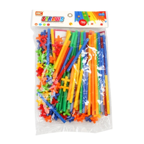 Klocki Słomki Konstrukcyjne Kreatywne 3D Patyczki Rurki Zestaw 160 ele Klocki Słomki Konstrukcyjne Kreatywne 3D Patyczki Rurki Zestaw 160 ele