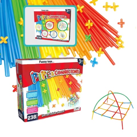 Klocki Słomki Konstrukcyjne Kreatywne 3D Patyczki Rurki Zestaw 238 ele