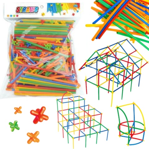 Klocki Słomki Konstrukcyjne Kreatywne 3D Patyczki Rurki Zestaw 700 ele