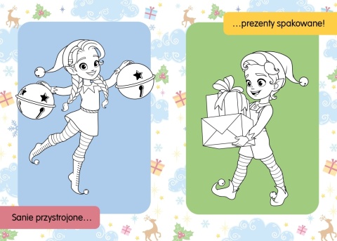 Kolorowanka z tatuażami Mikołaj świąteczna malowanka dla dzieci Skrzat