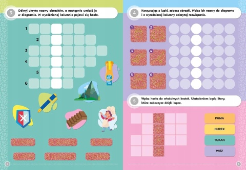 Krzyżówki dla dzieci ortografia z magiczną lupką Edukacyjne od 7 lat